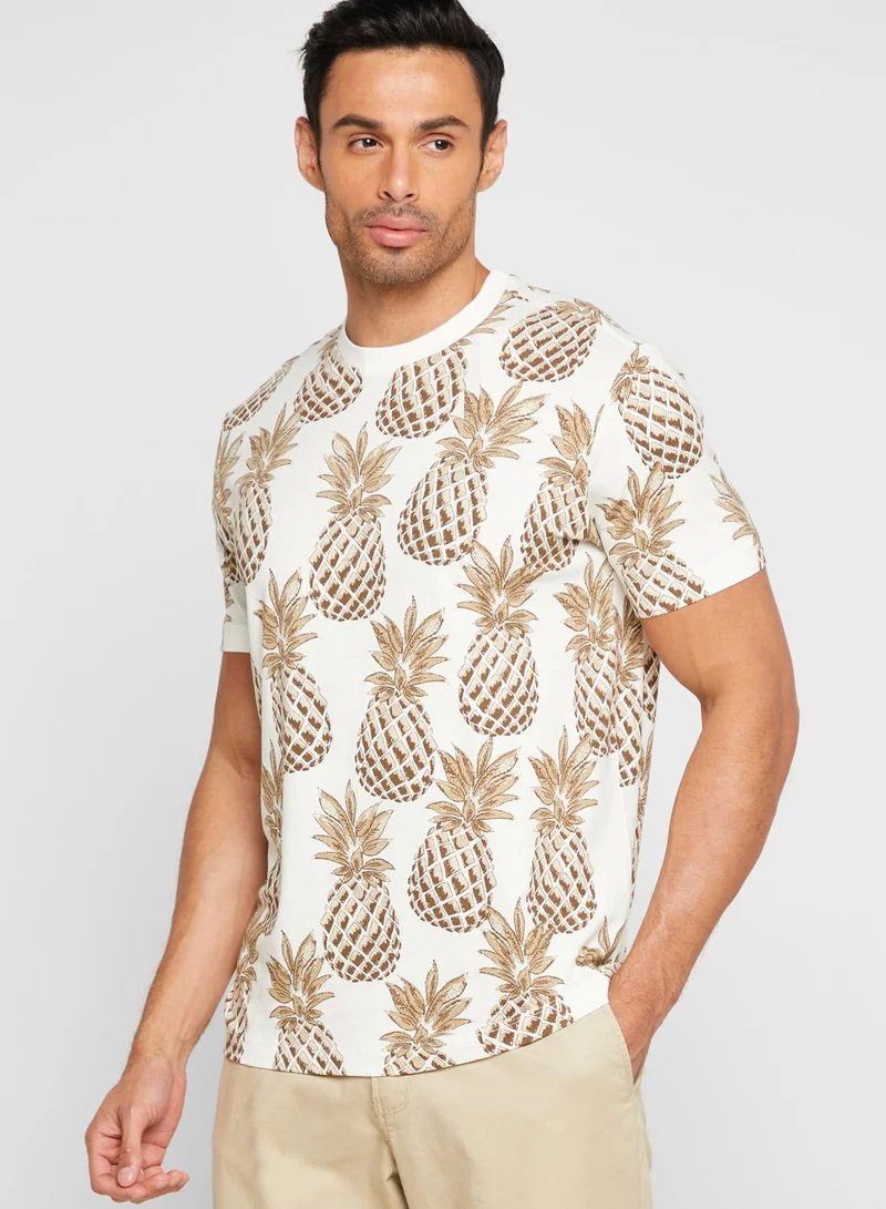 Mango Man Printed Crew Neck T-Shirt