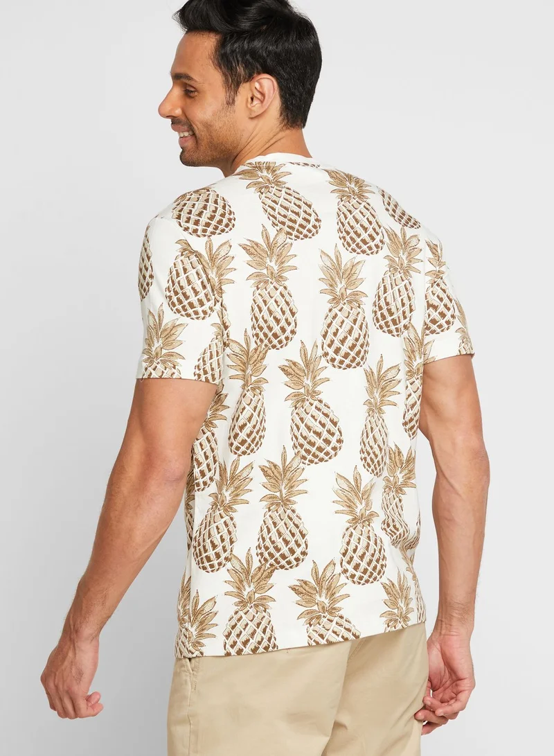 Mango Man Printed Crew Neck T-Shirt