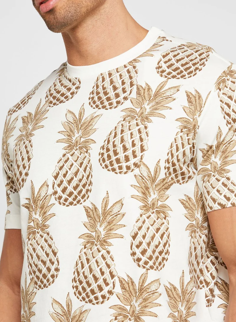 Mango Man Printed Crew Neck T-Shirt