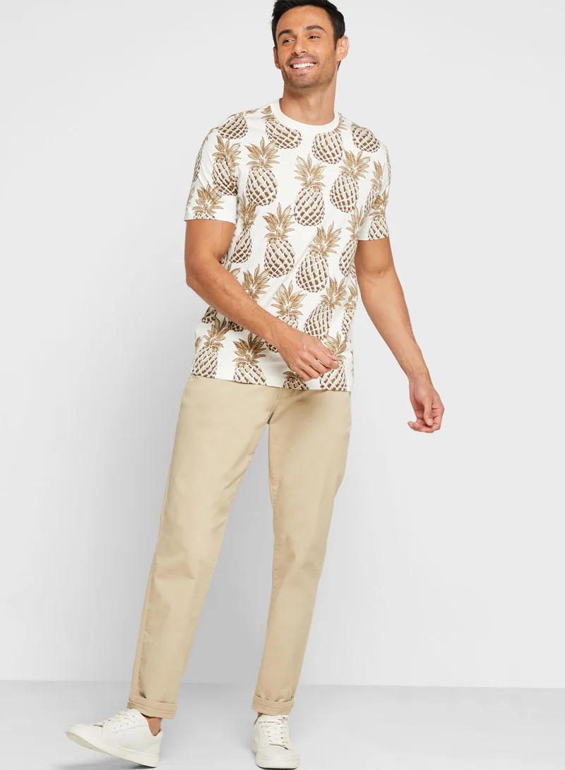 Mango Man Printed Crew Neck T-Shirt
