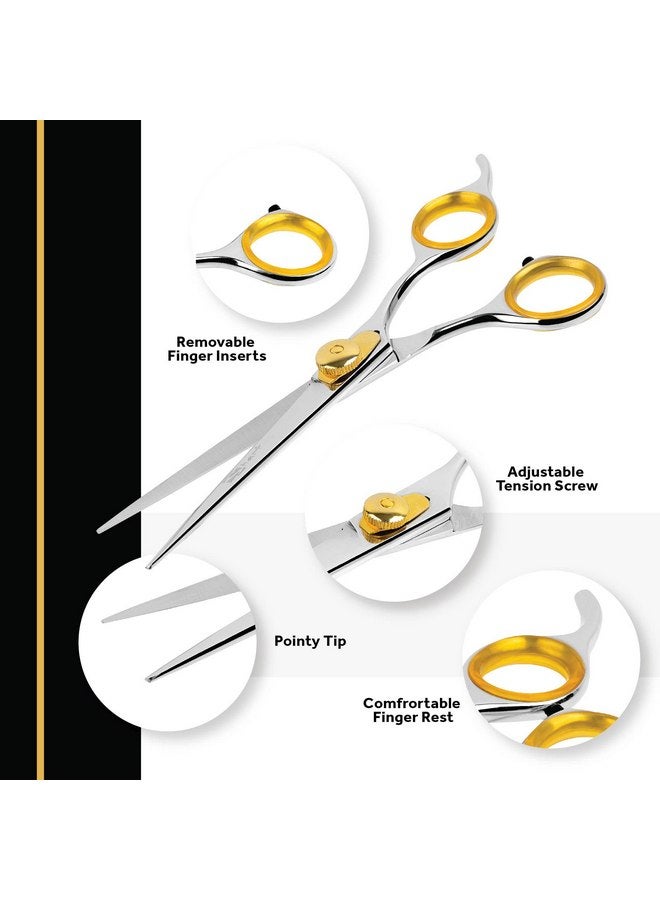 Sharf Gold Touch Pet Grooming Shear | Straight Cat & Dog Grooming Scissors | 7.5 Inch | 440c Japanese Stainless Steel Pet Dog Shearing Scissors | Animal Shears with Removable Comfort Rings - Image 1