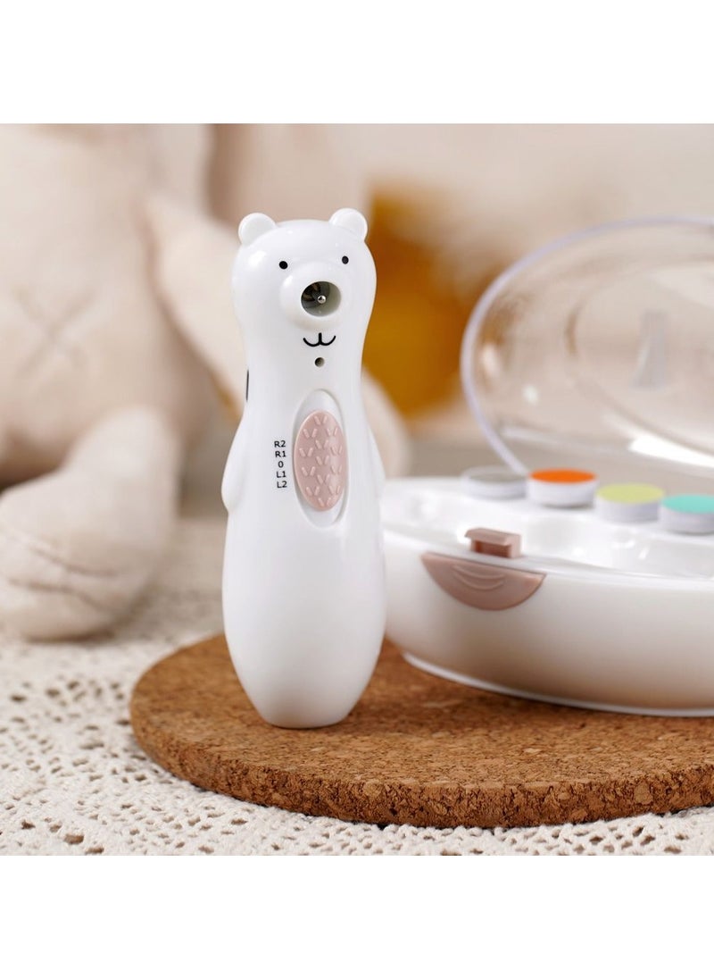 haakaa - Baby Rechargeable Nail Trimmer Electric With LED Light, Additional Replacement Heads And Charging Cable, Bear Design - Image 1