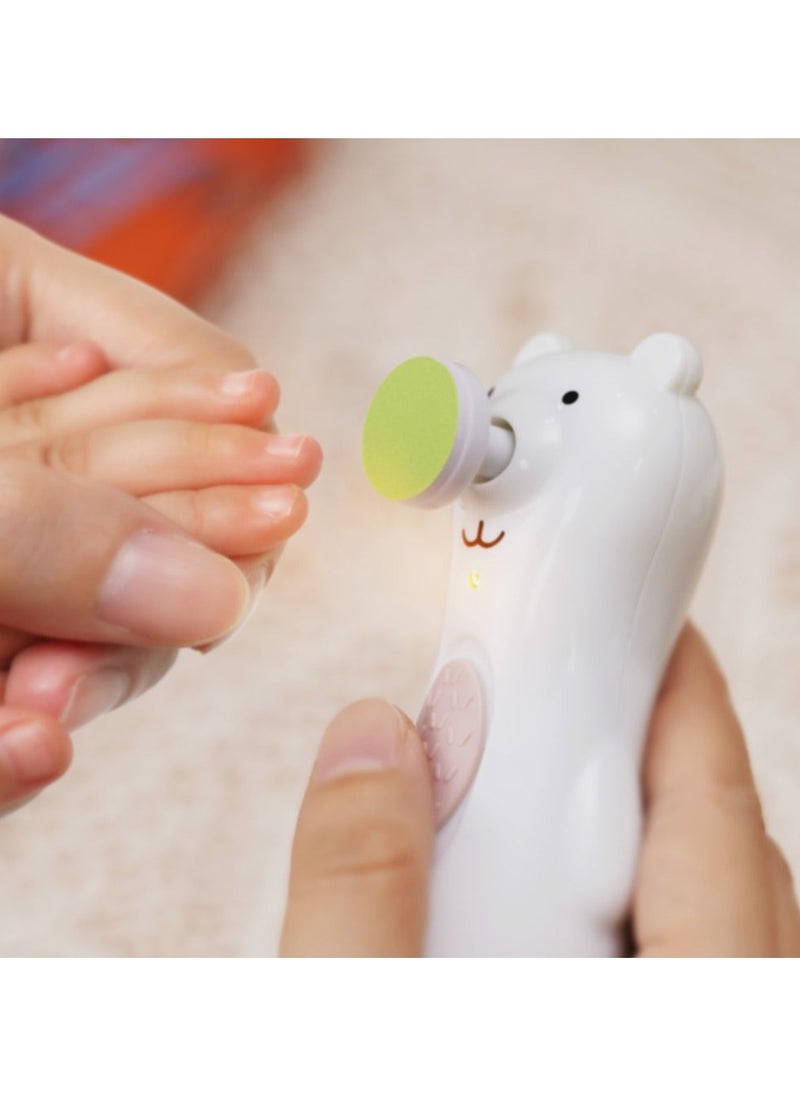 haakaa - Baby Rechargeable Nail Trimmer Electric With LED Light, Additional Replacement Heads And Charging Cable, Bear Design - Image 1