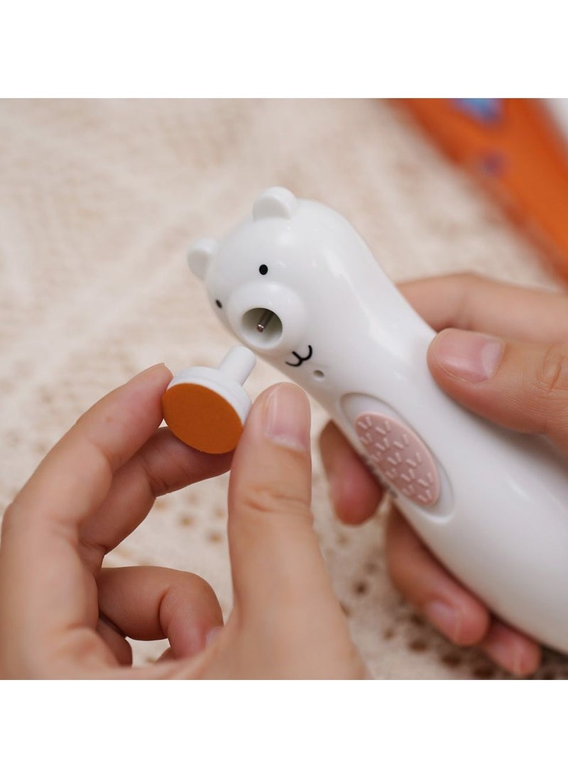 haakaa - Baby Rechargeable Nail Trimmer Electric With LED Light, Additional Replacement Heads And Charging Cable, Bear Design - Image 1