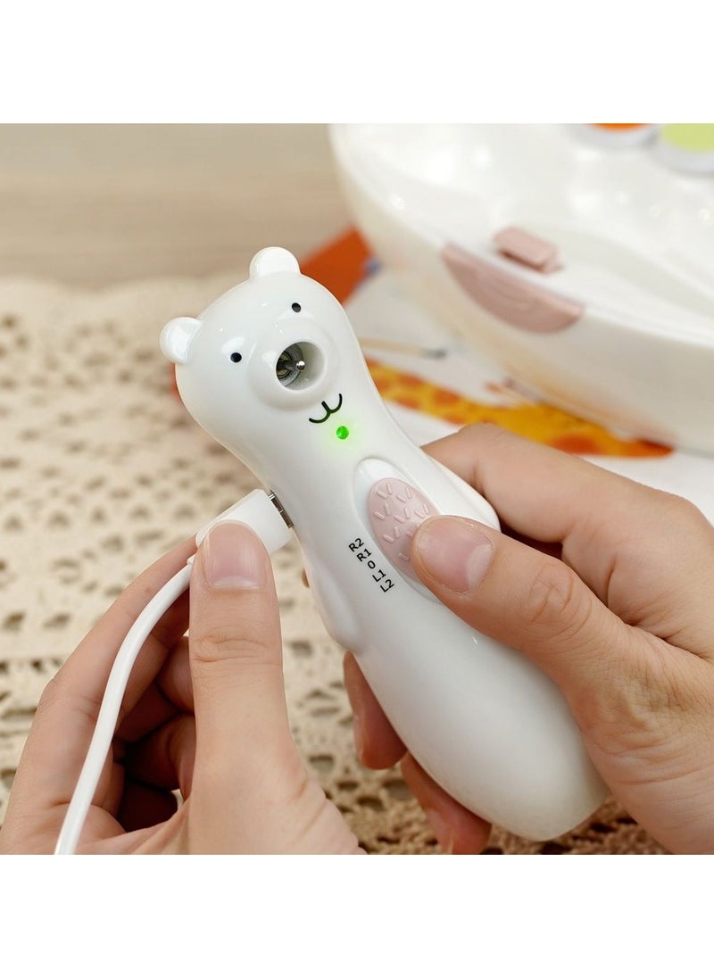 haakaa - Baby Rechargeable Nail Trimmer Electric With LED Light, Additional Replacement Heads And Charging Cable, Bear Design - Image 1