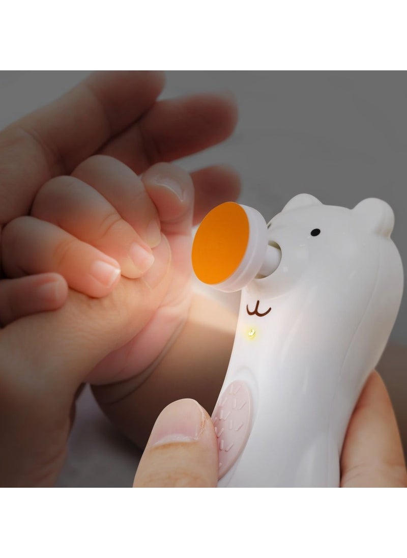 haakaa - Baby Rechargeable Nail Trimmer Electric With LED Light, Additional Replacement Heads And Charging Cable, Bear Design - Image 1