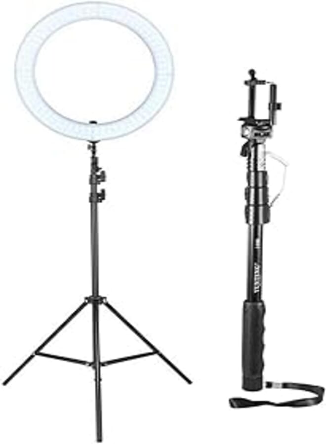 Tiktok Photography Ring Light Tripod With Mobile Clip And Yunteng Yt-1188 Self-Timer Selfie Stick With Mobile Clip And Cable