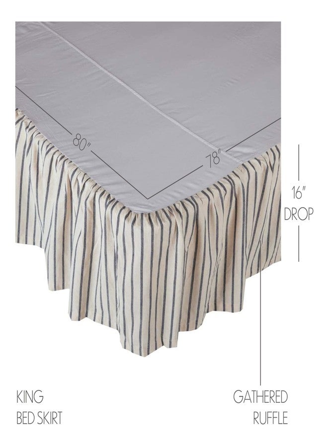 VHC Brands Vintage Country Farmhouse Kaila Gathered Blue Stripe King Bed Skirt 78x80x16 - Image 2