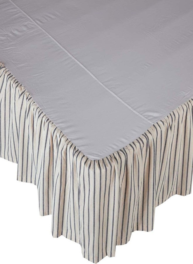 VHC Brands Vintage Country Farmhouse Kaila Gathered Blue Stripe King Bed Skirt 78x80x16 - Image 4