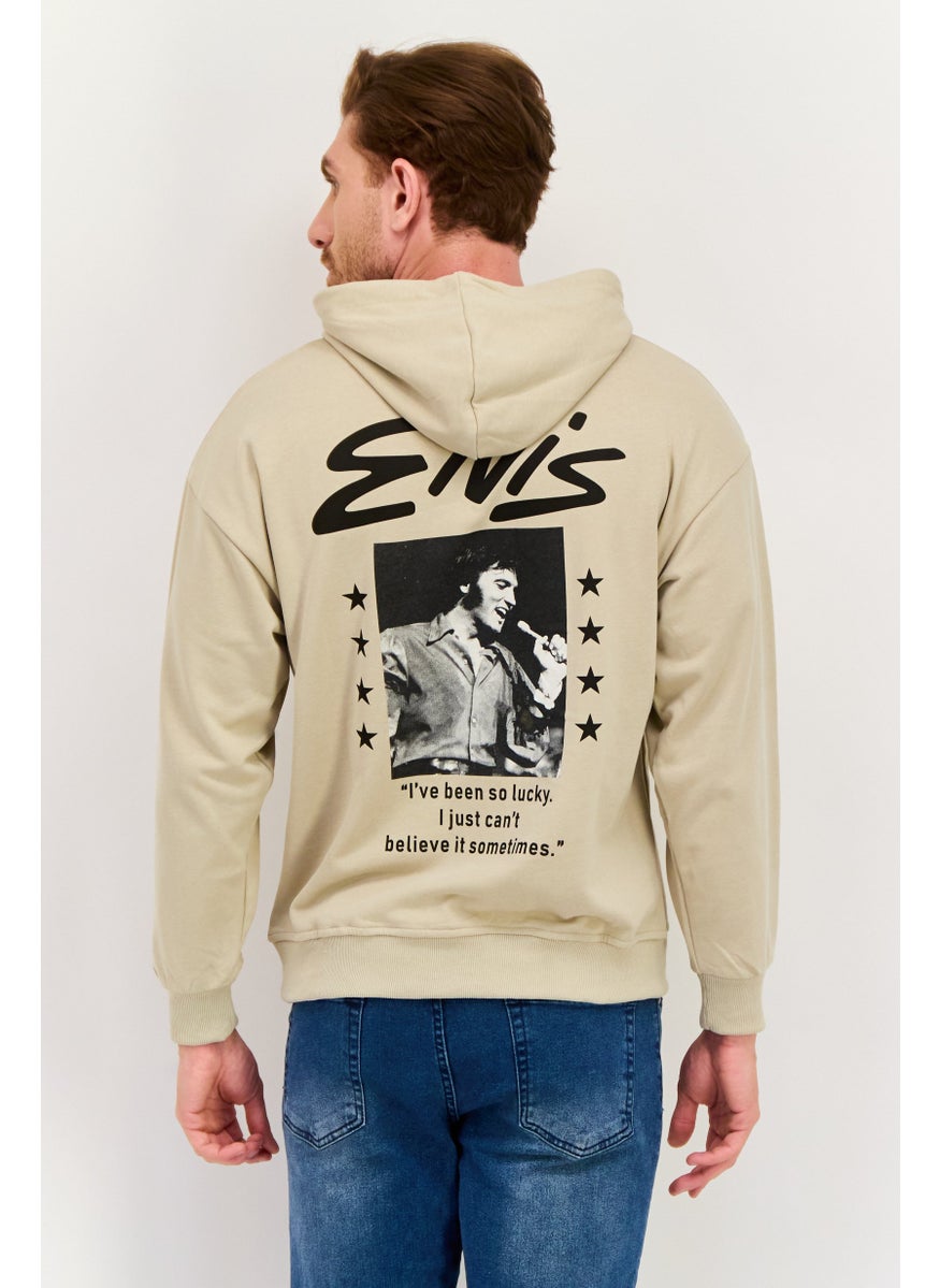 ELVIS Men Hooded Brand Logo Long Sleeves Sweatshirt, Black  - Image 3