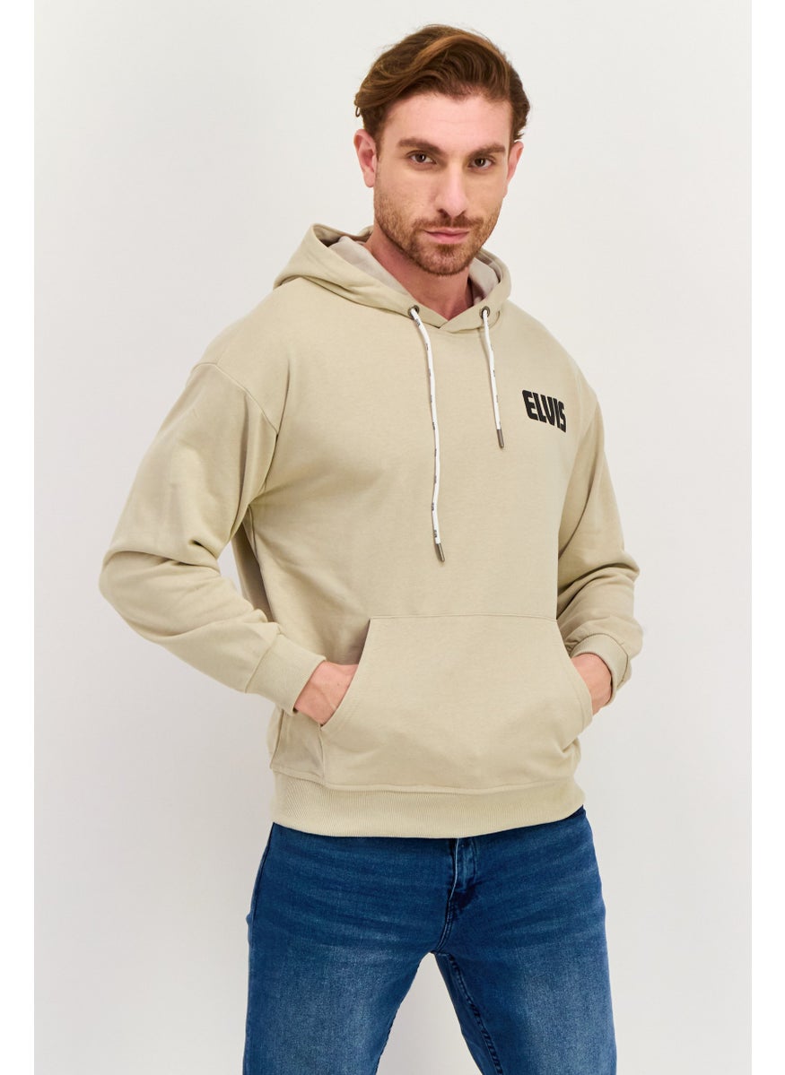 ELVIS Men Hooded Brand Logo Long Sleeves Sweatshirt, Black  - Image 1