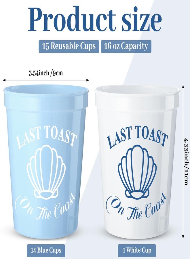 Ninehaoou 15 Pcs Last Toast on the Coast Bachelorette Party Plastic Cups 16 oz Coastal Stadium Cups Reusable Beach Bachelorette Weekend Bridal Party Favors Decorations for Bachelorette Party - Image 2