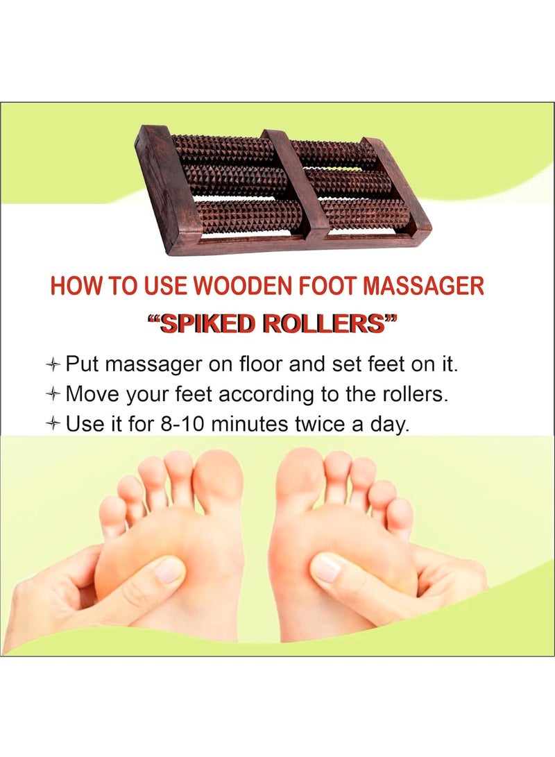 Flavoma 6 Roller Sheesham Wooden Foot Massager | Massage Roller for Back, Neck, Shoulders & Legs, Large Foot Massager for Pain Relief | Body Stress Buster & Accupressure - Image 3