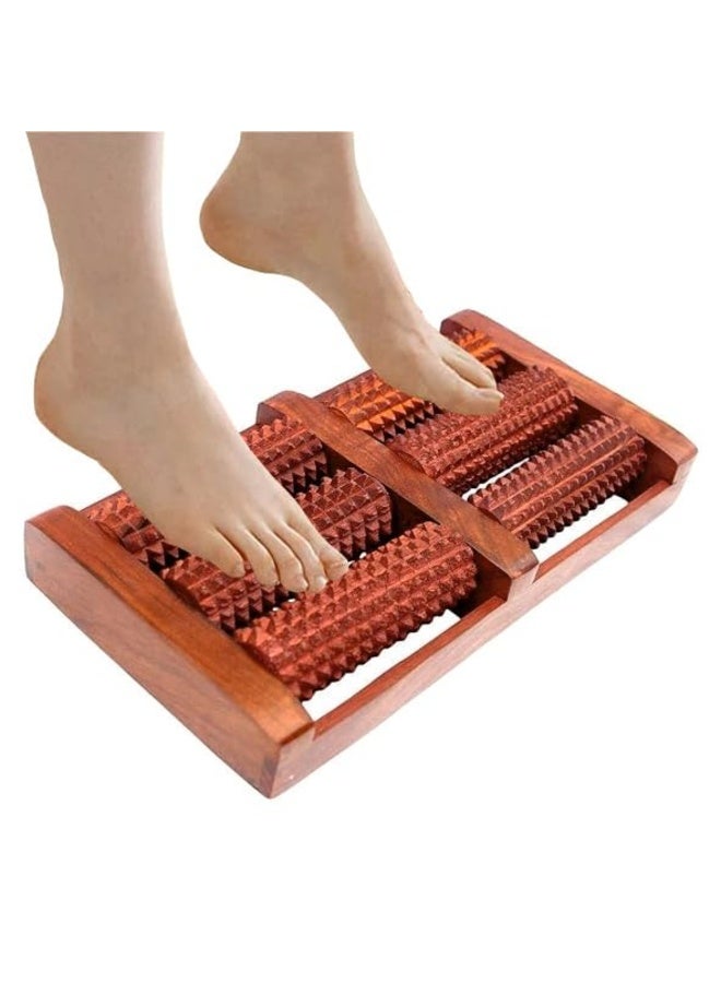 Flavoma 6 Roller Sheesham Wooden Foot Massager | Massage Roller for Back, Neck, Shoulders & Legs, Large Foot Massager for Pain Relief | Body Stress Buster & Accupressure - Image 1