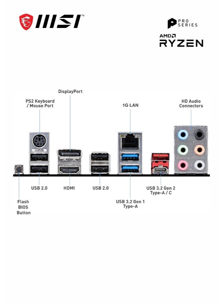 MSI B550-A PRO | AMD Ryzen Motherboard B550 4400+ MHz OC RAM 128GB Support SATA 6Gb/s 2x M.2 slots Copper PCB - Black | 911-7C56-076 - Image 5