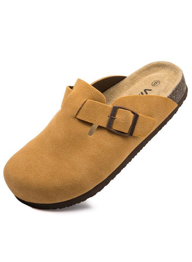 Vayfio Women's Suede Clogs Potato Shoes Cork Footbed Sandals Comfort Mules with Arch Support Slip On Slippers Brown 07 - Image 1