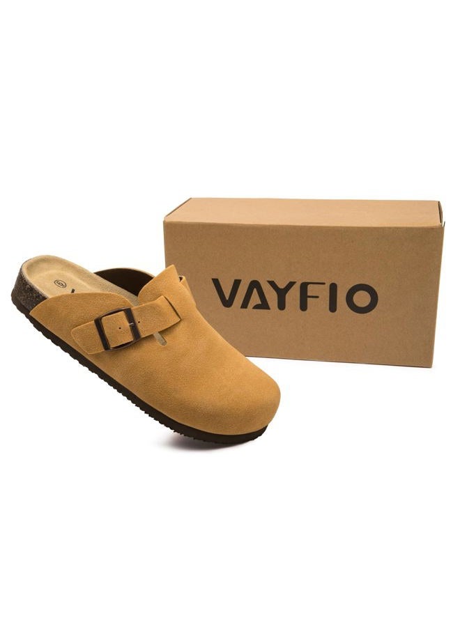 Vayfio Women's Suede Clogs Potato Shoes Cork Footbed Sandals Comfort Mules with Arch Support Slip On Slippers Brown 07 - Image 3