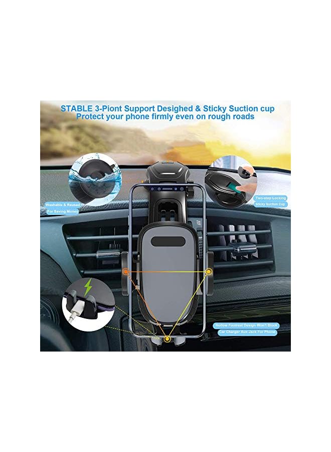PTZ VISION Phone Holder,Adjustable Curved Arm Dashboard Mount Mobile Suction Cup Holder with Slipper,360 Degree Rotation Windshield Cell Phone Cradle for iPhone 12 Pro Max,iPhone 11 - Image 4