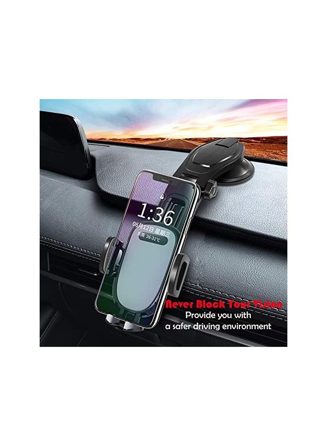 PTZ VISION Phone Holder,Adjustable Curved Arm Dashboard Mount Mobile Suction Cup Holder with Slipper,360 Degree Rotation Windshield Cell Phone Cradle for iPhone 12 Pro Max,iPhone 11 - Image 3