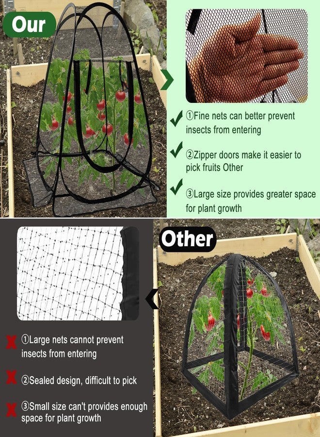 قطعتان من غطاء شبكي منبثق للحديقة، خيمة نباتية بشبكة دقيقة مع 16 وتدًا أرضيًا، قفص حديقة محمول مرتفع مع باب بسحاب لحماية الزهور والطماطم والخضراوات من الطيور والغزلان والسناجب، 28 × 28 × 32 بوصة - Image 4