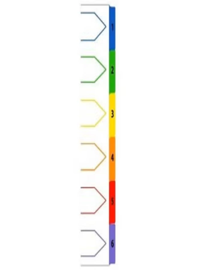 Pack of 5 – 6 Tab PVC Color Divider with Number – Durable Color-Coded Binder Dividers for File Organization, Numbered Plastic Index Dividers for Office, School & Documents