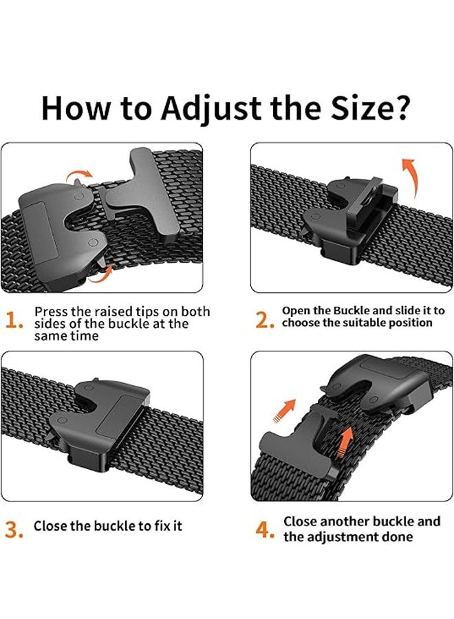 For 44 mm 45 mm Apple Watch Band for Men 42mm 44mm 46mm 38mm 45mm Series 7 40mm 41mm 49mm Women,Stainless Steel Parachute Buckle for iWatch Ultra 2 Series 10 9 8 7 6 SE 5 4 3 (Black) - Image 4