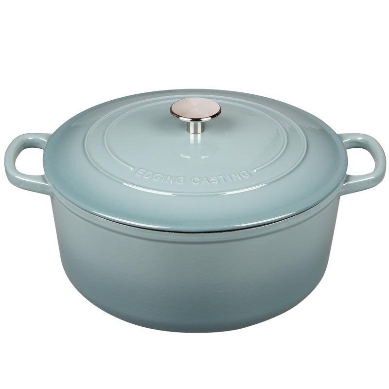 EDGING CASTING Enameled Dutch Ovens Cast Iron Dutch Oven Pot with Lid for Bread Baking, Cook, Dual Handle, 7 Quart, Seasalt - Image 1