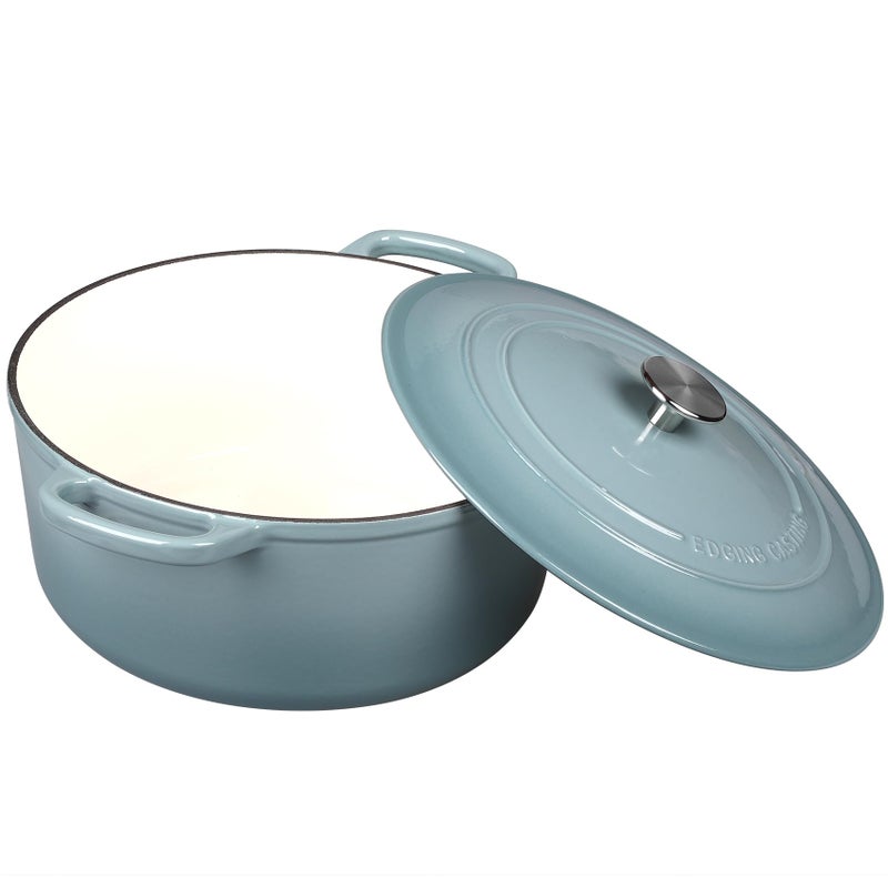 EDGING CASTING Enameled Dutch Ovens Cast Iron Dutch Oven Pot with Lid for Bread Baking, Cook, Dual Handle, 7 Quart, Seasalt - Image 2