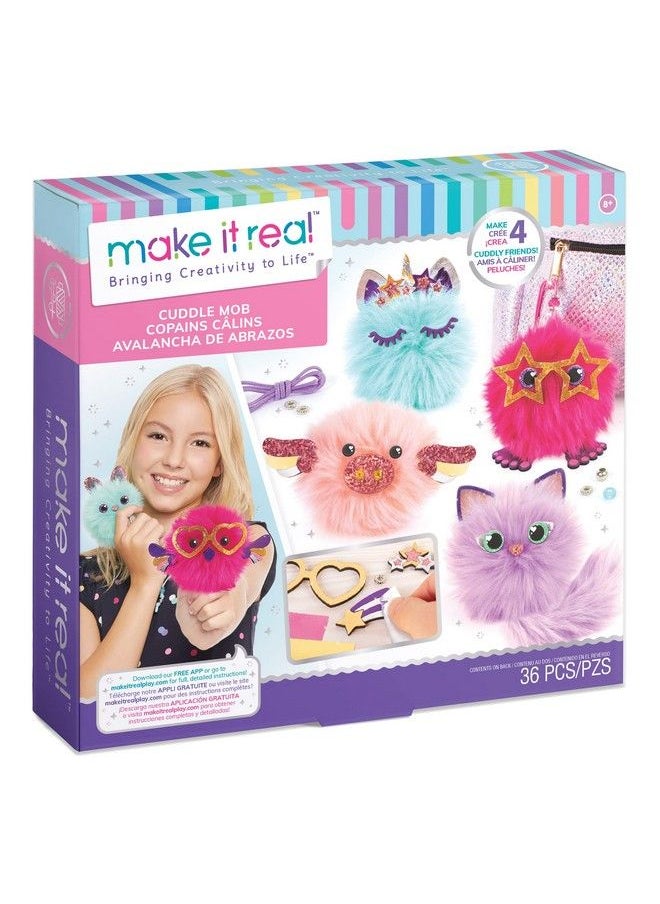 Make It Real - : Diy Cuddle Mob Create 4 Pom Pom Characters 36 Pieces Make Plush Furry Companions Allinone Diy Arts & Craft Kit Tweens & Girls Kids Ages 8+ - Image 1