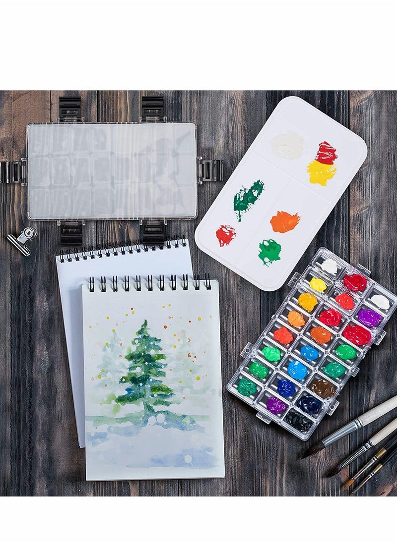 Excefore - Paint Pallet Tray Airtight Palette Stay Wet for Watercolors, Gouache, Acrylic, Oil Paint, Storage Box , 24 Wells - Image 1