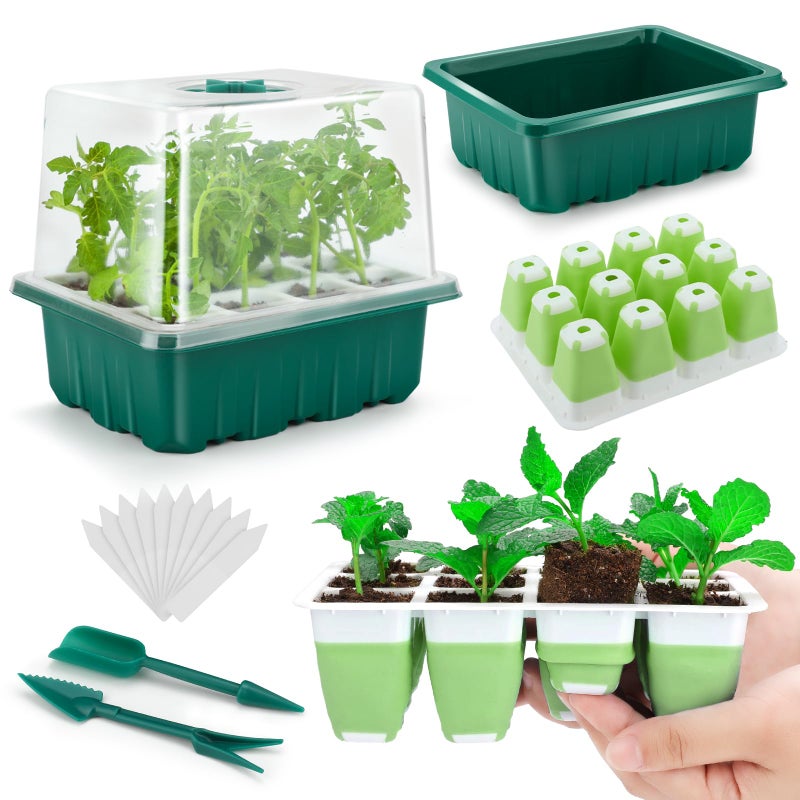 Ryscam Seed Starter Tray 72 Cells Indoor Seed Starter Kit Flexible Silicone Designed Seedling Starter Trays Germination Tray with Humidity Dome  Lids4in Height Reusable  Dishwasher Safe BPAFree 