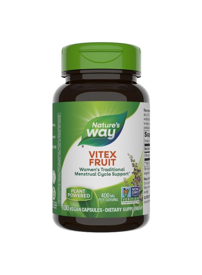 Nature'S Way Vitex Fruit 100 Vegan Capsules Herbal Dietary Supplement For Support Of Monthly Cycle