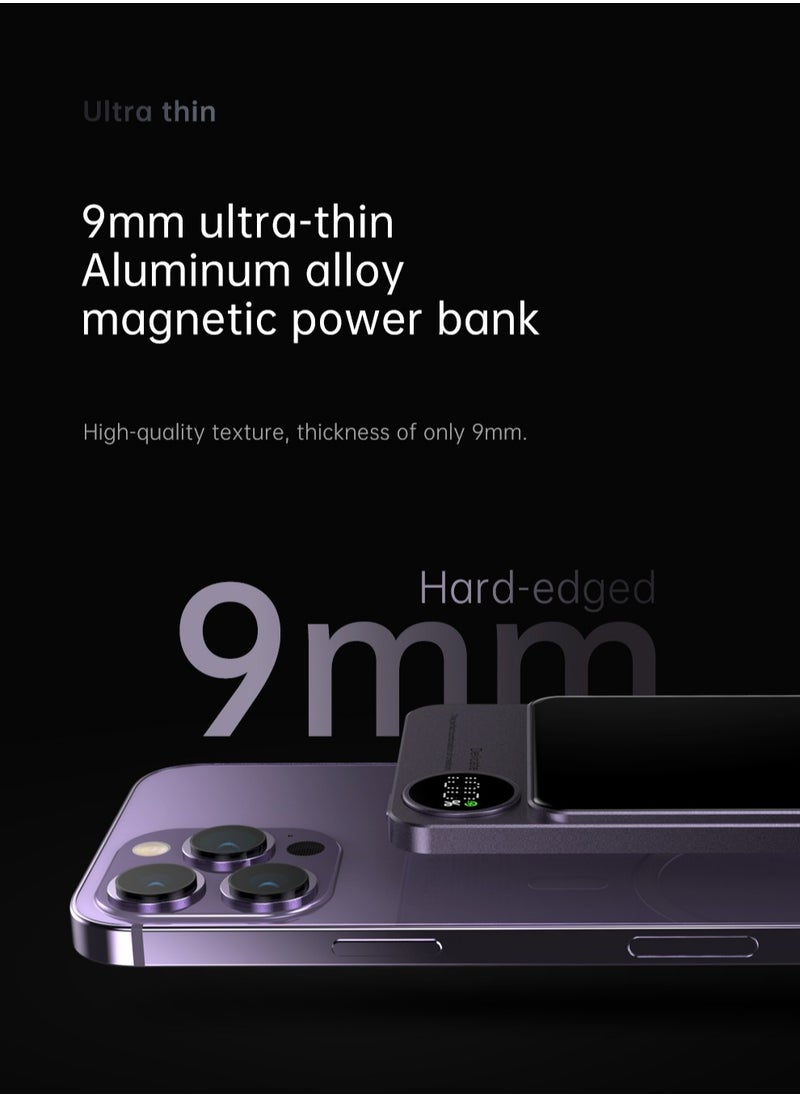 GULFLINK 5000mAh Mag-Safe Fast Charging Power Bank Compatible for iPhone 15/14/13/12 Mini Plus Pro Max Purple  - Image 2