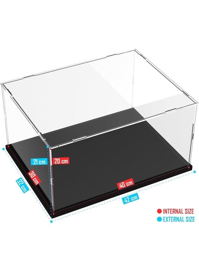 TPGP Acrylic Display Case For Lego Display Case For Models Figures Assemble Dustproof Thickened Clear Acrylic Display Box Display Cabinet (Black, 40X30X20 Cm) - Image 2