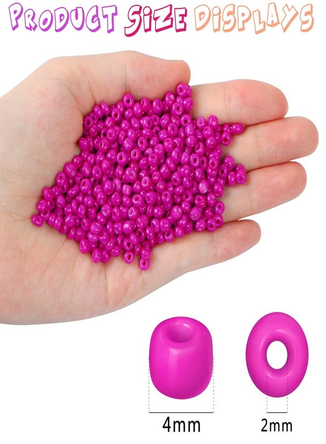 MIKIMIQI 2200pcs Glass Seed Beads Bulk - 4mm 6/0 Pony Spacer Beads for Jewelry Making - Hot Pink - Image 2