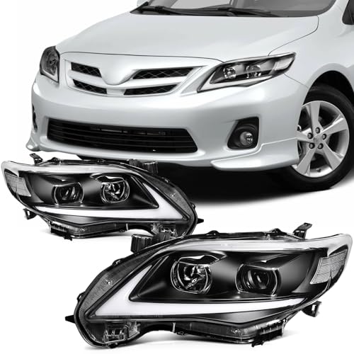 SCITOO Headlights For Toyota Corolla 2011-2013 Headlamps Black Housing Clear Reflector Clear Lens Driver and Passenger Side - Image 1