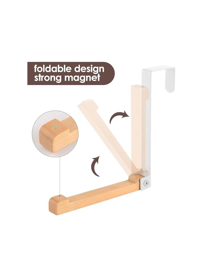 The Bros Over The Door Hooks 2pcs Foldable Sturdy Metal Solid Wood Door Laundry Hanger with Anti Slip Strip Portable Door Back Mounted Non-Perforated Hanging Clothes Bag Hat Robes Coats Storage Rack(White 2) - Image 2