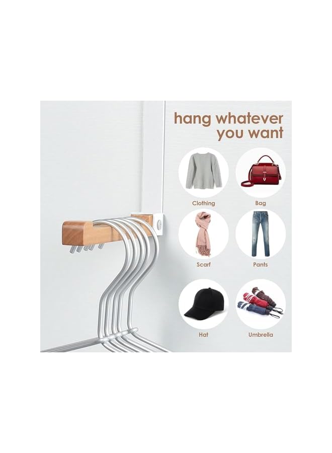 The Bros Over The Door Hooks 2pcs Foldable Sturdy Metal Solid Wood Door Laundry Hanger with Anti Slip Strip Portable Door Back Mounted Non-Perforated Hanging Clothes Bag Hat Robes Coats Storage Rack(White 2) - Image 4
