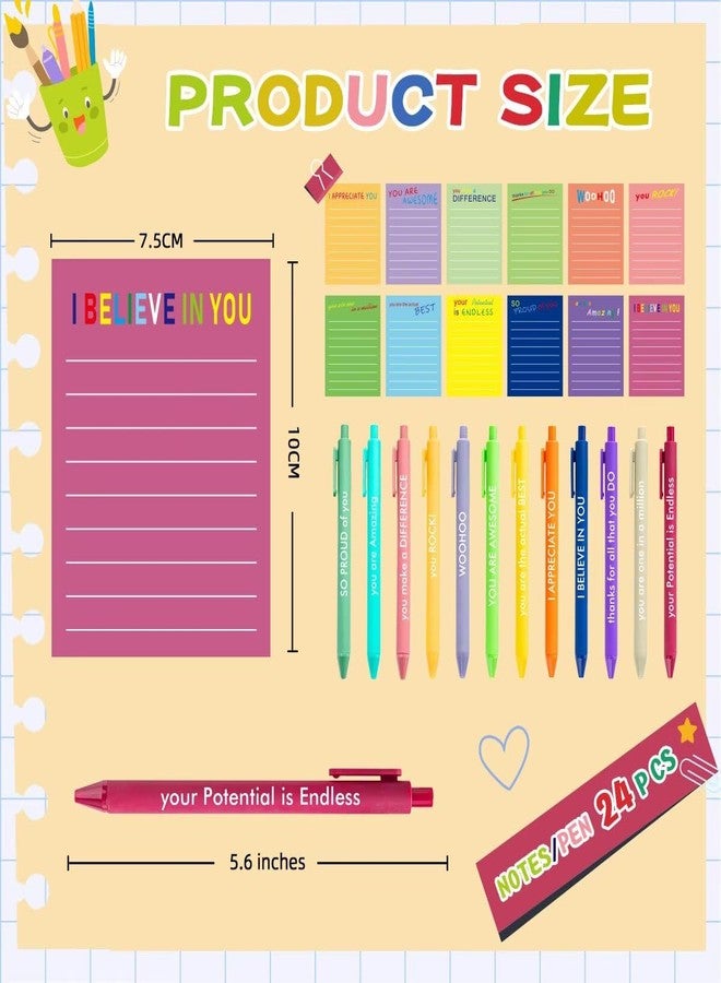 BHHQHH 24 Sets Employee Appreciation Gifts Funny Motivational Sticky Note Pads with Sayings Pens to Do List Funny Notepads Inspirational Post Notes Gifts for Coworker Nurse Teacher Office Supplies - Image 2