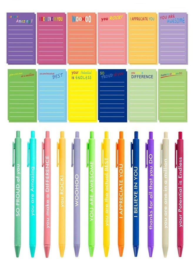BHHQHH 24 Sets Employee Appreciation Gifts Funny Motivational Sticky Note Pads with Sayings Pens to Do List Funny Notepads Inspirational Post Notes Gifts for Coworker Nurse Teacher Office Supplies - Image 1