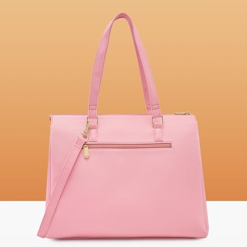 Caprese Ginty Satchel Bag, Medium | Stylish Solid Handbag for Women with Comfortable Flat Handles, Adjustable & Detachable Sling Strap | Secure Zip Closure | Perfect for Casual & Daily Use (Pink) - Image 5