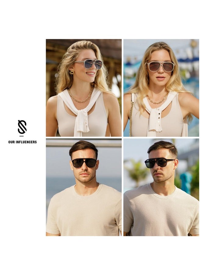 Sojos Retro Large Aviator Sunglasses For Women Men Classic Uv400 Oversized Aviators Sj2315, Brown Tortoise/Gradient Brown  - Image 3