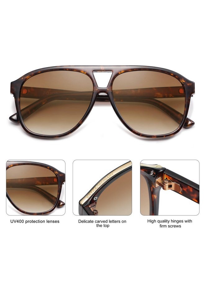 Sojos Retro Large Aviator Sunglasses For Women Men Classic Uv400 Oversized Aviators Sj2315, Brown Tortoise/Gradient Brown  - Image 4