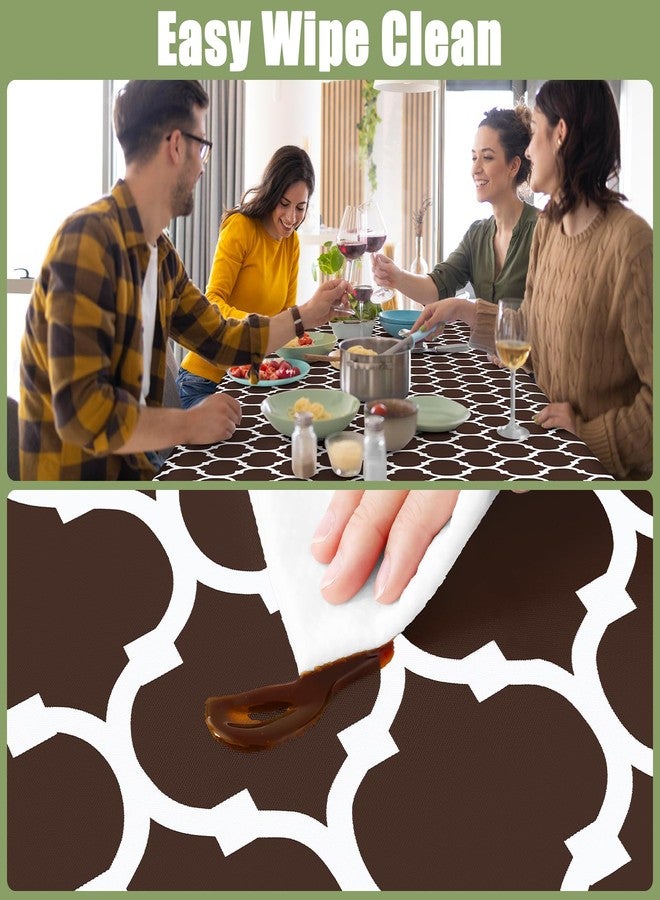 Smiry Rectangle Picnic Table Cover, Waterproof Elastic Fitted Camping Tablecloths for 6 Foot Tables, Wipeable Flannel Backed Vinyl Tablecloth Protector for Indoor, Outdoor (Coffee, 30x72 Inches) - Image 4