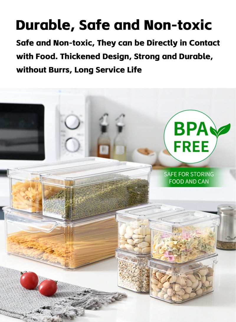 Teuuea 10 PCS Stackable Fridge Organizers Storage, Refrigerator Organizer Bins with Lids, BPA Free, Clear Plastic Fruit Freezer Cabinet Storage Containers, for Food, Fruit, Vegetable, Drinks, Cereals - Image 3