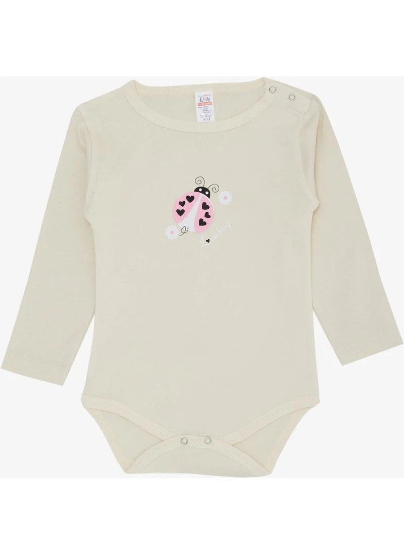 بريز Baby Girl Snap Bodysuit with Heart Ladybug Print 9 Months-3 Years, Ecru