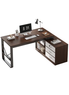 L-Shaped Desk,Computer Desk ,Gaming Table,L Shaped Desk with Drawers,Three Layer locker on the Right with Drawers Suitable for PC Bedroom Home Office 140 * 100 * 75cm