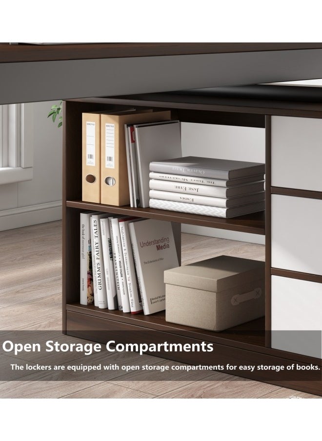 Old_Feller - L-Shaped Desk,Computer Desk ,Gaming Table,L Shaped Desk with Drawers,Three Layer locker on the Right with Drawers Suitable for PC Bedroom Home Office 140 * 100 * 75cm - Image 1