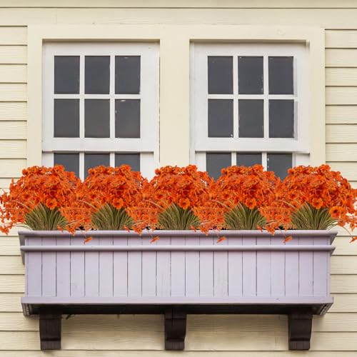 JEMONG 20 Bundles Artificial Fall Flowers Outdoor UV Resistant Fake Flowers No Fade Faux Plastic Plants Garden Porch Window Box Decorating (Fall Brown - Image 4