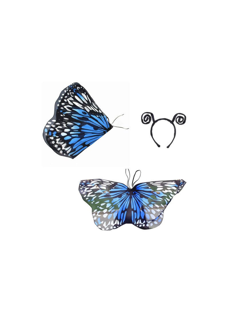 GGOOT Kids Fairy Butterfly Wings Cape Fancy Dress Up Butterfly Shawl Wings Costume with Antenna Headband for Boys Girls Princess Pretend Play Party Favors - Image 4
